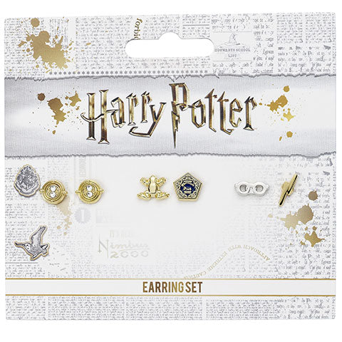 Harry Potter - Ohrstecker Set - Zeitumkehrer, Schokofrosch, Blitz
