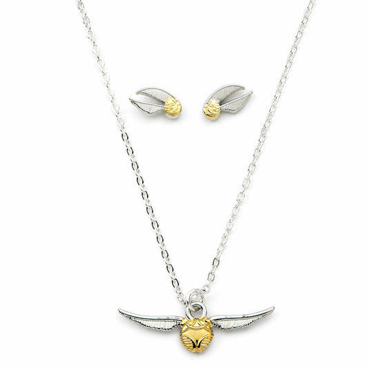 Harry Potter - Halskette & Ohrstecker - Goldener Schnatz