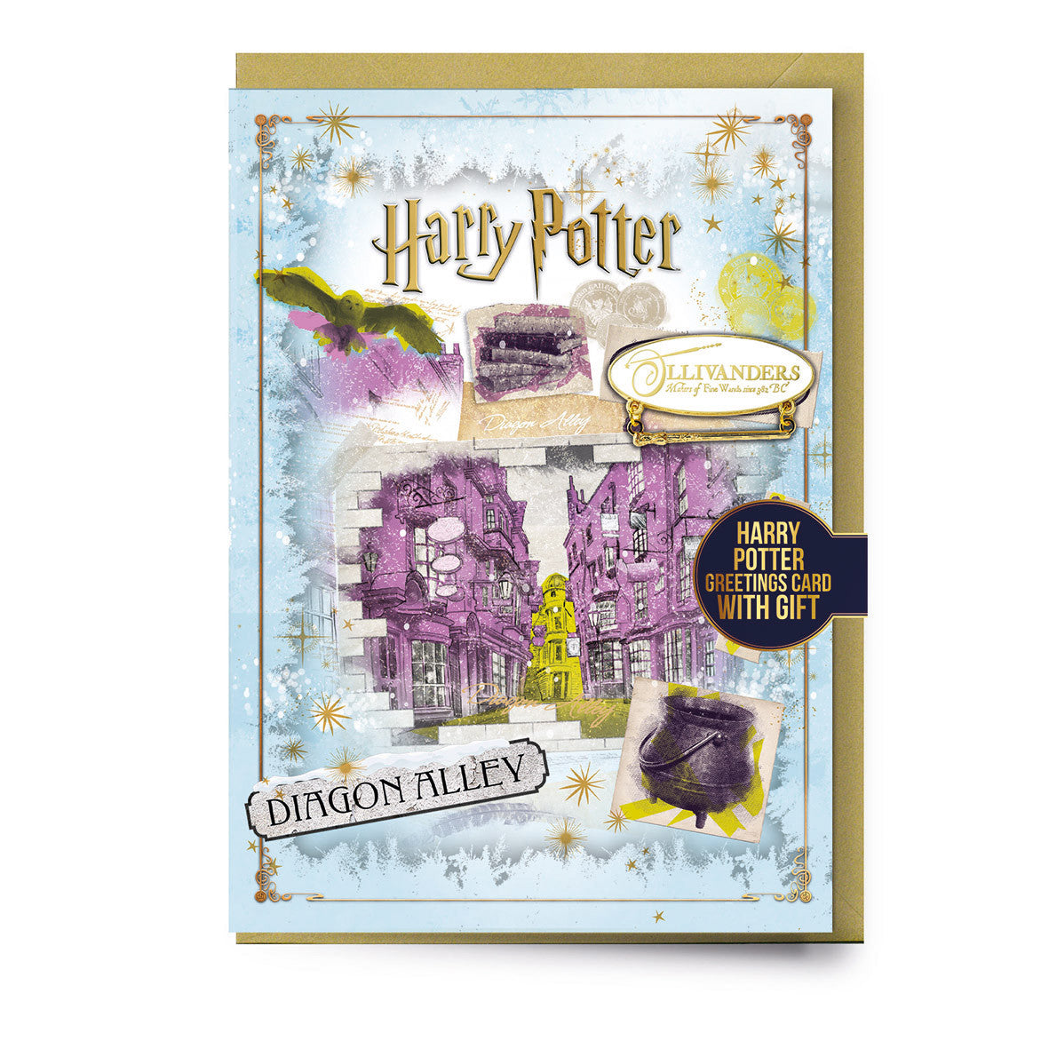 Harry Potter - Grußkarte mit Button Anstecker - Winkelgasse: Ollivanders