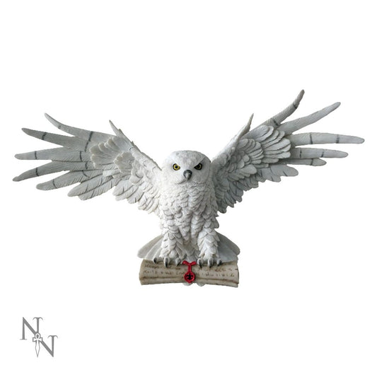 Hedwig Schneeeule mit Post - Statue (49 cm)