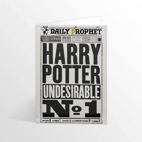 Harry Potter - Grußkarte - Daily Prophet "Harry Potter Undesirable No. 1"