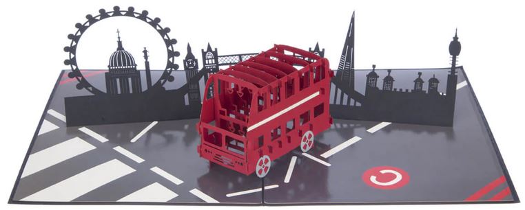 3D Pop-Up Karte - London Bus und Skyline